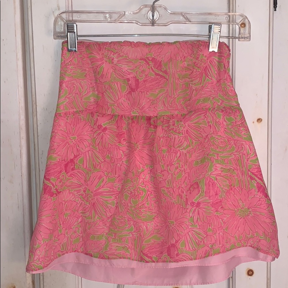 Strapless Lilly Pulitzer Pink/Green Flowy Top